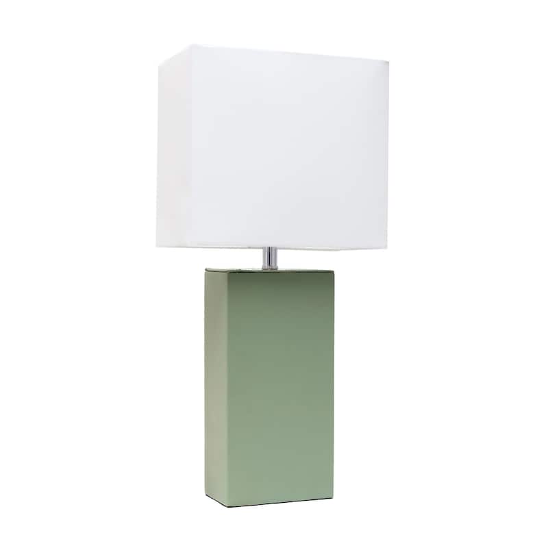 21 in. Sage Green Finish Table Lamp with White Shade, Sturdy Table Lamp for Living Rooms and Bedrooms