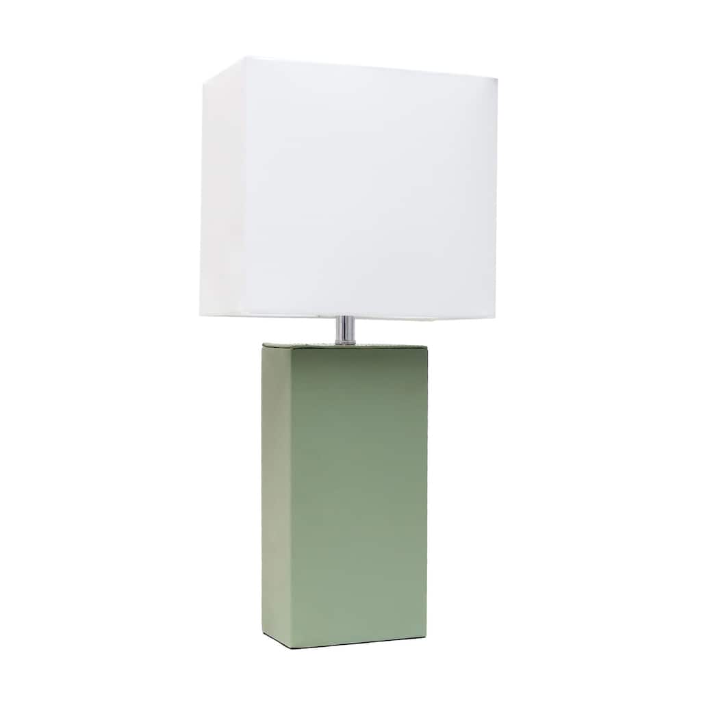 21 in. Sage Green Finish Table Lamp with White Shade, Sturdy Table Lamp for Living Rooms and Bedrooms