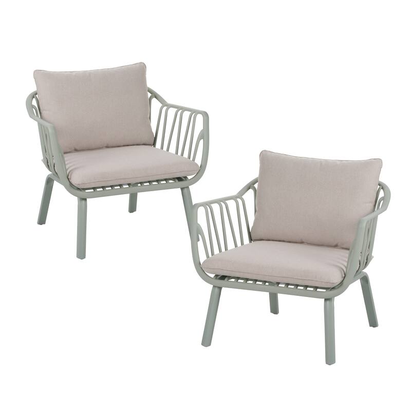 Roomfitters Huron Outdoor Patio PP Club Chair with Open Slat Accents, Weather Resistant, Set of 2 - Set of 2