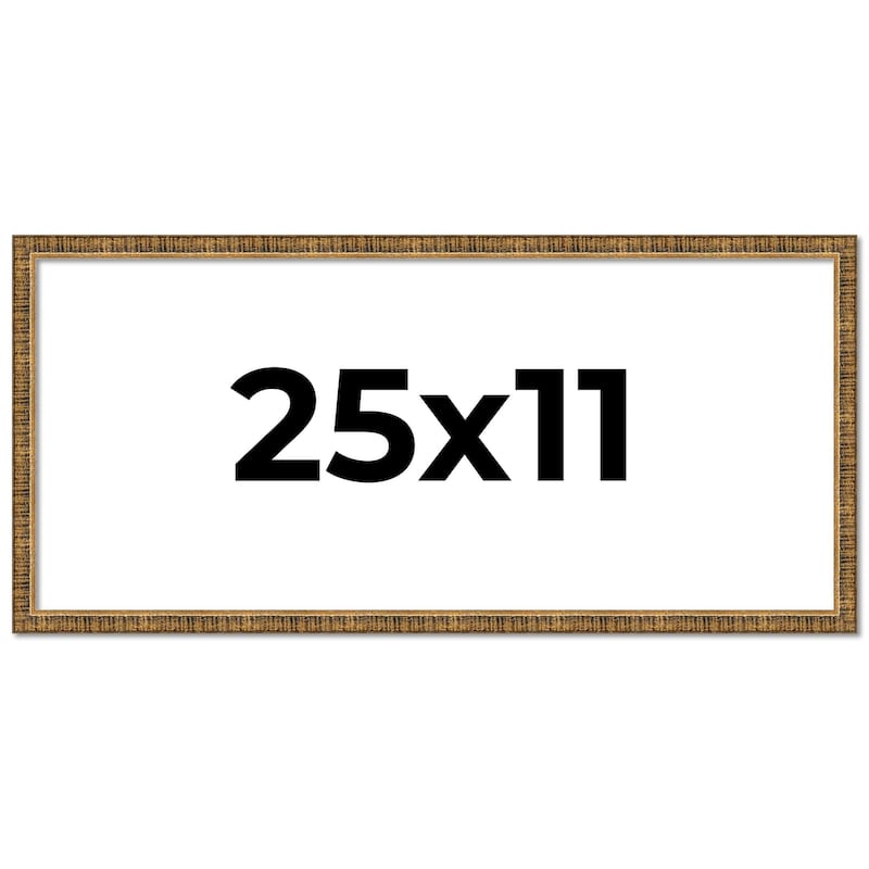 25x11 Frame Black Real Wood Picture Frame Kingsley Gold Distressed Photo Frame with UV Acrylic Foam Board Backing &