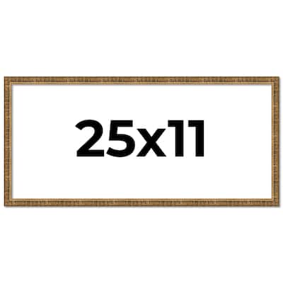 25x11 Frame Black Real Wood Picture Frame Kingsley Gold Distressed Photo Frame with UV Acrylic Foam Board Backing &