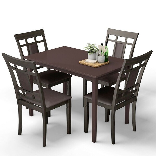 Shop Gymax 5Pcs Mid Century Modern Dining Set Table & 4 ...