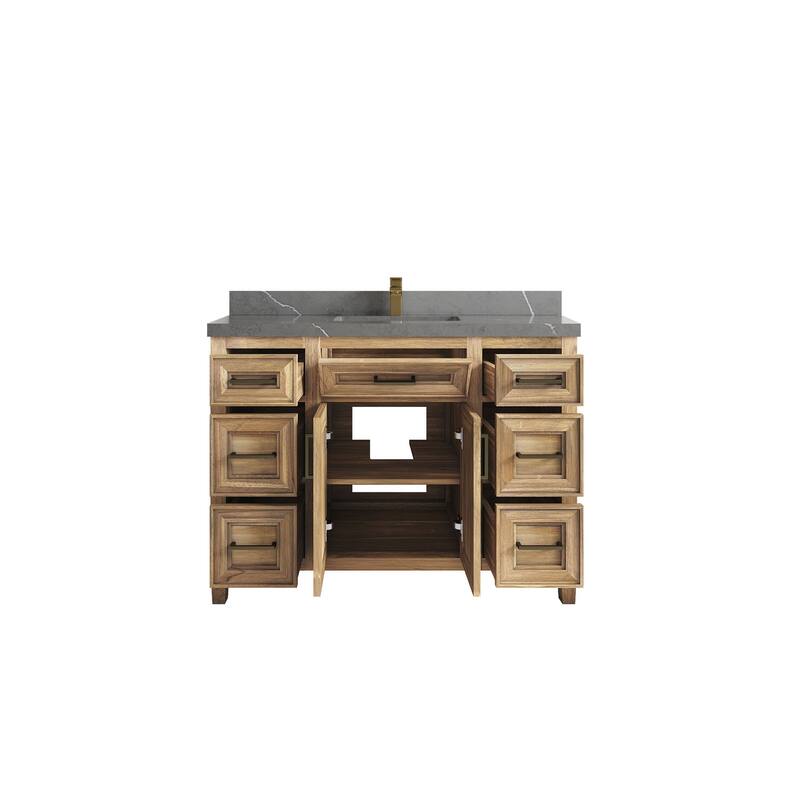 Willow Collections 48 in. W x 22 in. D Santa Monica Teak Single Sink Bathroom Vanity with Countertop