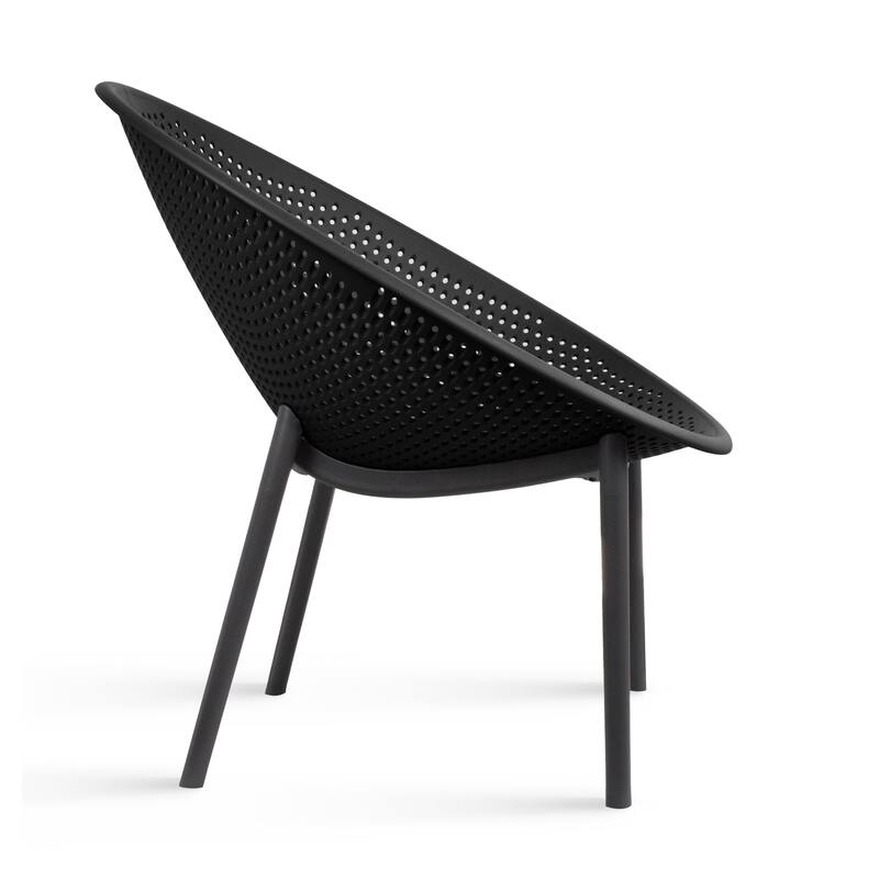 Set of 2 Modern Plastic Lounge Chair Plastic Legs with Polka Dots Spot Breathable for Patio Outdoor or Indoor Use