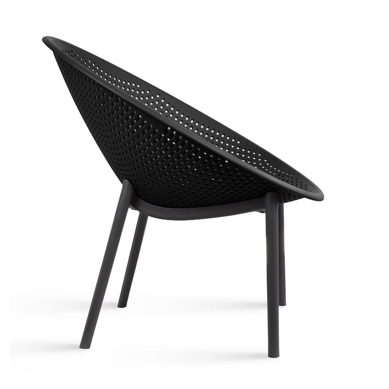 Mid-Century Modern Plastic Lounge Chair Plastic Legs with Breathable Perforated Egg Shaped Seat for Indoor/Outdoor Use