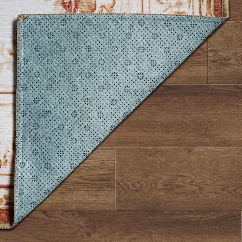 My Magic Carpet Aubusson Beige Machine Washable Rug