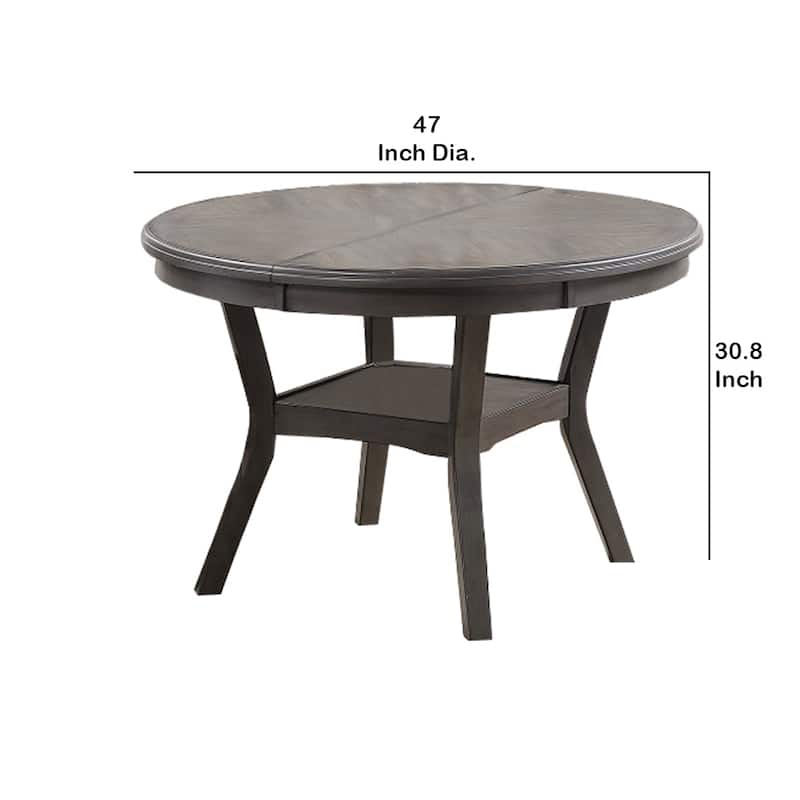 Round Top Wooden Dining Table with Boomerang Legs, Dark Gray