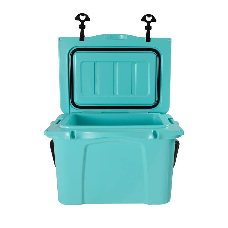 Anmytek 25QT Heavy Duty Rotomolded Insulated Cooler Box with 6 Day Ice Retention Turquoise Portable Hard Cooler