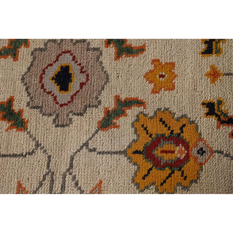 Floral Oushak Indian Foyer Rug Handmade Wool Carpet - 2'7"x 5'1"