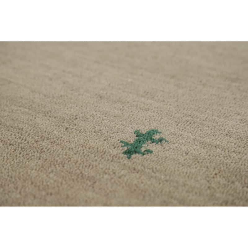 Hand Knotted Oriental 100% Wool Carpet Tribal Animal Pictorial Beige & Ivories Gabbeh Area Rug - 4' 10'' X 2' 10''