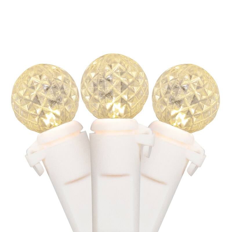50 Count Warm White LED G12 Berry Mini Christmas Lights, White Wire