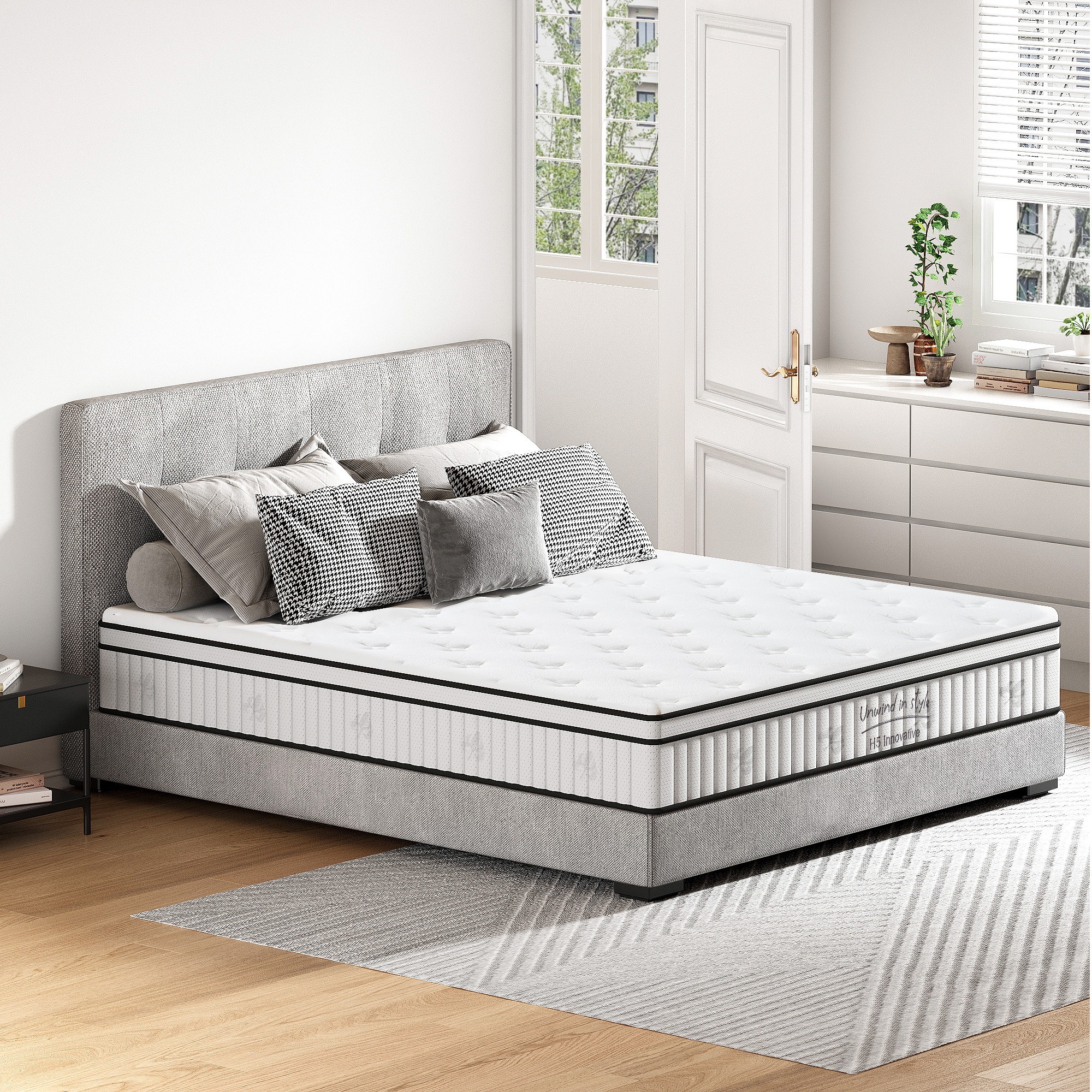 SogesSleep 12 Inch Hybrid Mattress, Medium Firm Mattress - Bed