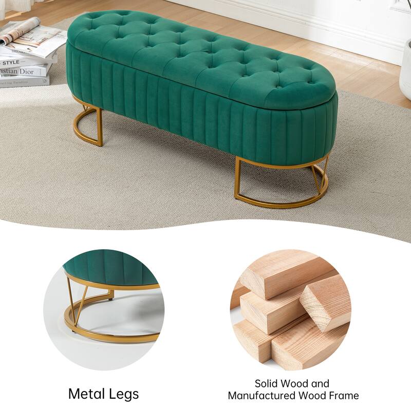 Velvet Storage Bench for Bedroom