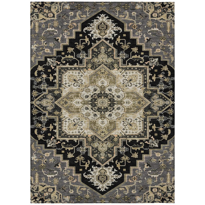 Machine Washable Indoor/ Outdoor Persian Traditional Chantille Rug