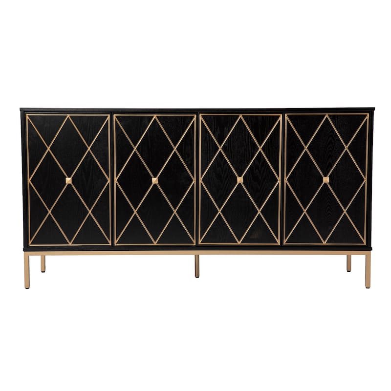 SEI Furniture Maubert Contemporary Gold Detail Wood Cabinet