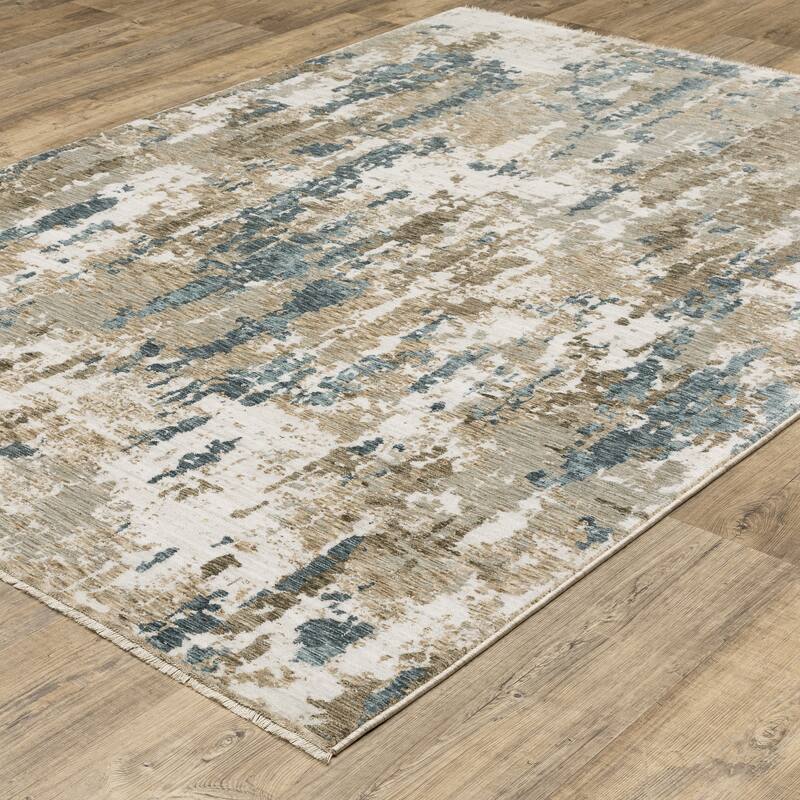Style Haven Estella Abstract Elements Beige/ Teal Area Rug