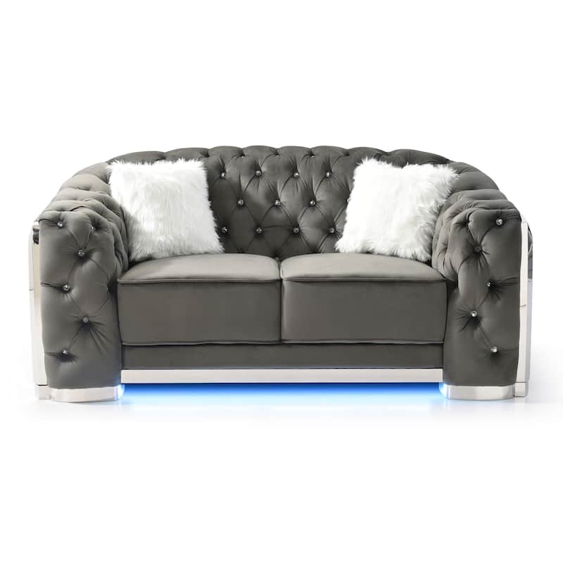 Gray Flared Arm Loveseat
