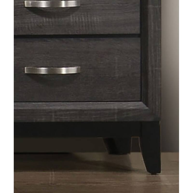 Two-Tone Contemporary Chest with Wooden Legs & Nickel Bar Pulls, Gray