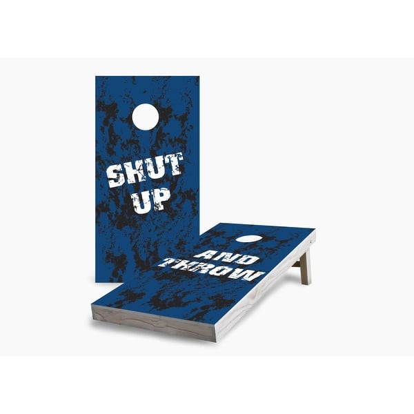slide 2 of 7, Shut Up and Throw Cornhole Game (Choose Wraps or Boards) 2x4 Boards (24" x 48") - Include ALL Accessories