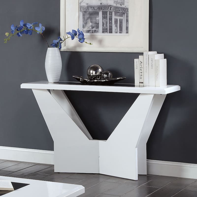 Ameena Contemporary 47-inch Glass Top Sofa Table by Furniture of America