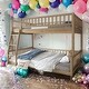 preview thumbnail 2 of 18, Full XL over Queen Bunk Bed with Ladder and Guardrails,No Box Spring Required, Walnut