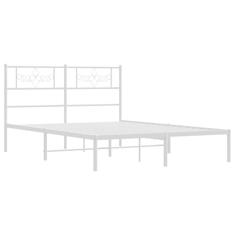 vidaXL 12 Inches White Queen Metal Bed Frame No Mattress - 81.5" x 61.4" x 35.4"