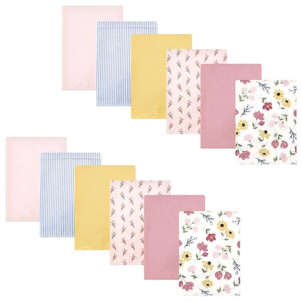 slide 1 of 1, Hudson Baby Infant Girl Cotton Flannel Burp Cloths Bundle, Soft Painted Floral, One Size - Soft Painted Floral - One Size One Size - Soft Painted Floral