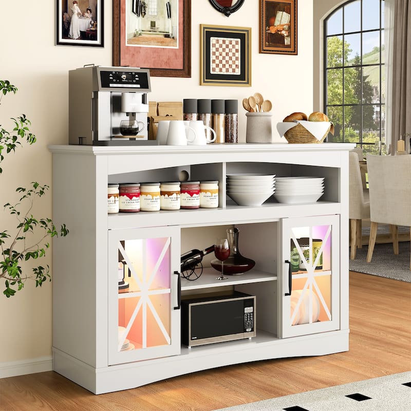 47'' Farmhouse TV Stand with Adjustable Shelves