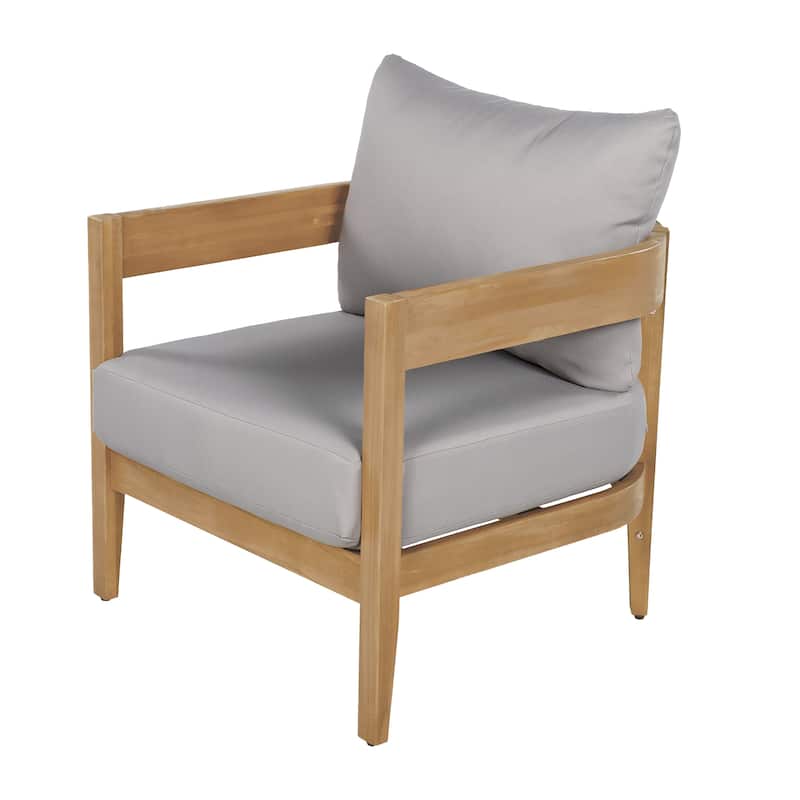 Brooklyn Outdoor Acacia Wood Club Chair with Cushions (Set of 2) by Christopher Knight Home