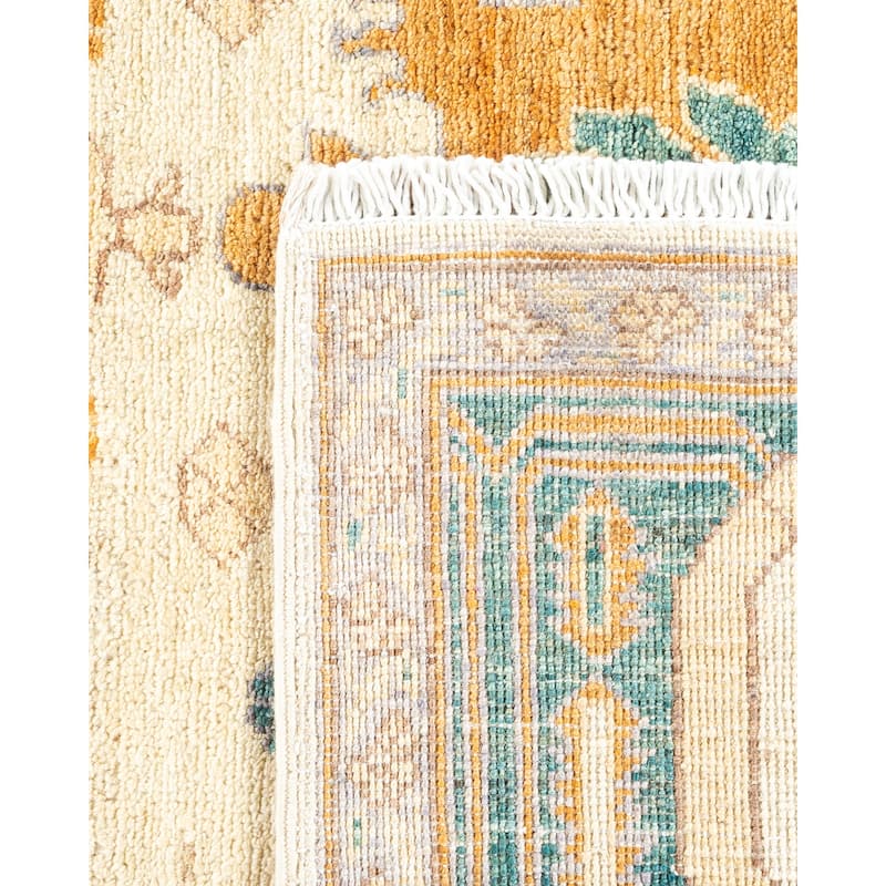 Overton Hand Knotted Wool Vintage Inspired Modern Contemporary Eclectic Ivory Area Rug - 6 x 9