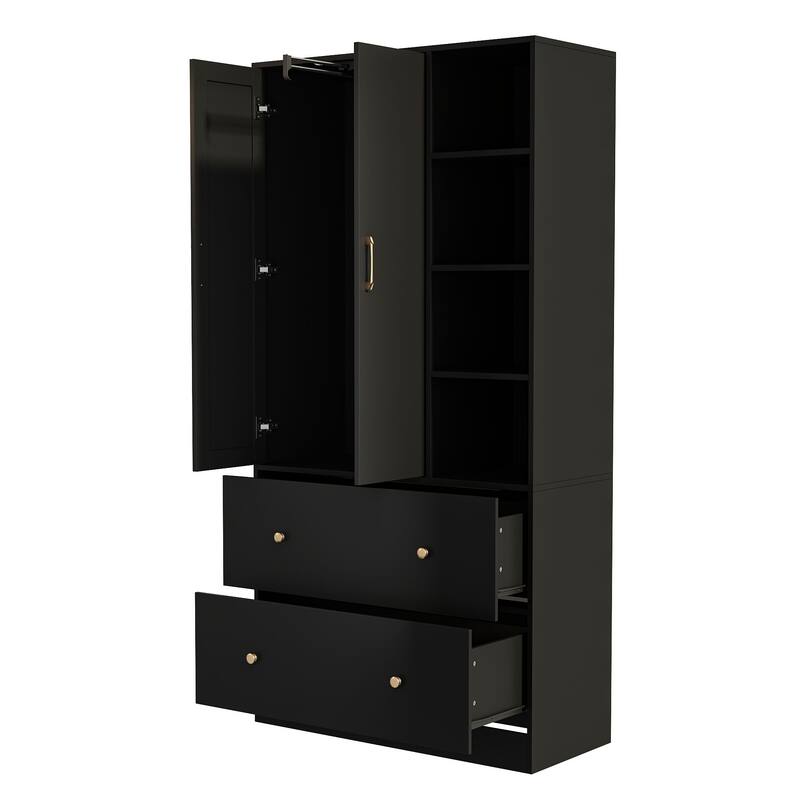 Scalable Hanging Rod Wardrobe Closet Armoire Mirror Space Saving
