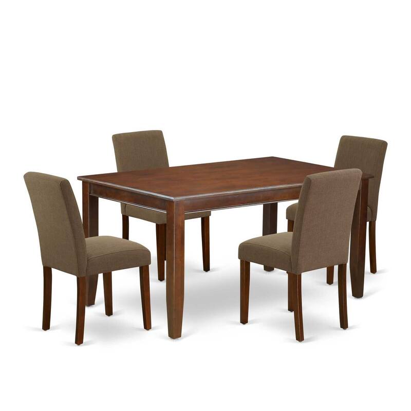 HomeStock 5-Pc Mahogany Finish Solid Wood Top-Rectangular Dining Room Set-Seats 4