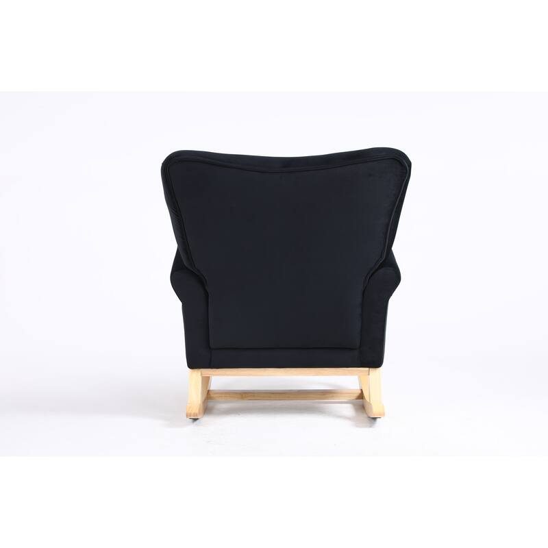 High Back Glider Rocking Chair with Armrest, Lounge Chair with Padded Seat, Single Sofa Side Chair with Solid Wood Base