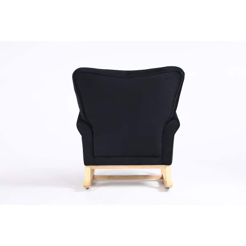 Velvet Nursery Rocking Chair with High Back