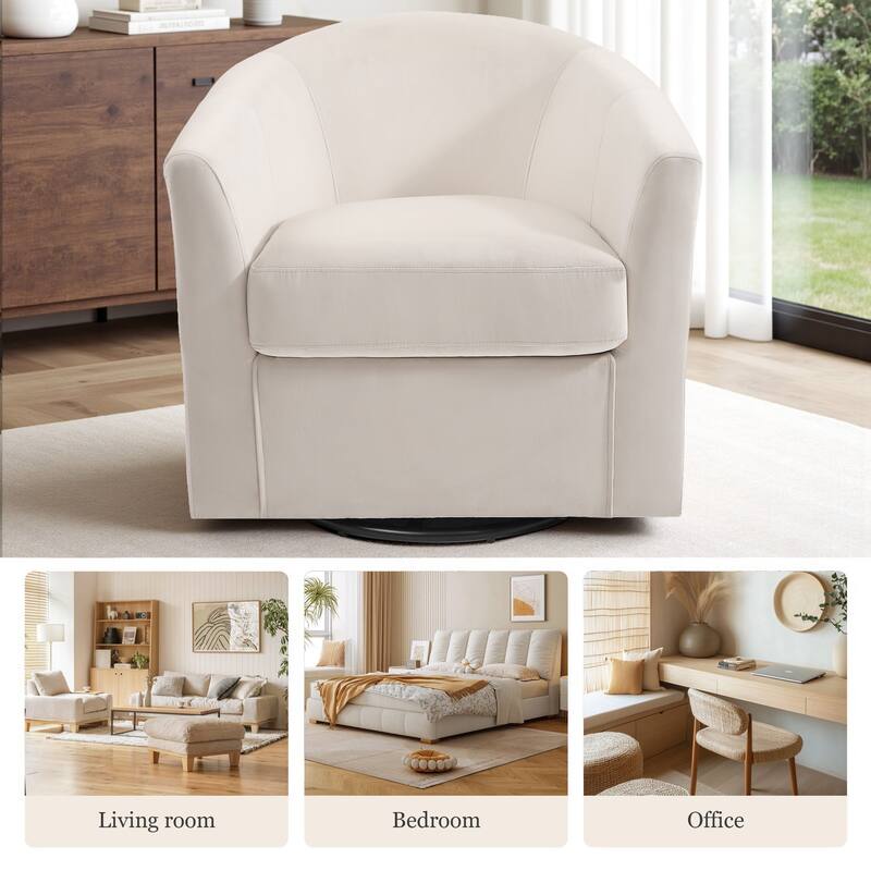 Modern 29"W Upholstered Swivel Barrel Chair for Living Room Set of 2