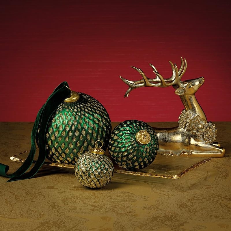 6" Beehive Glass Ball Ornaments, Set of 2