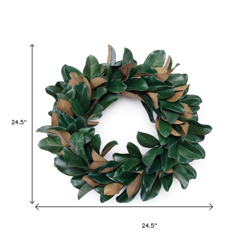HomeRoots 25" Green And Beige Magnolia Artificial Wreath