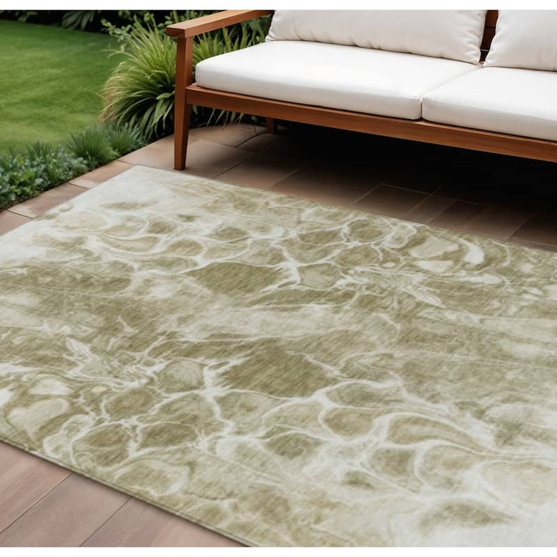 HomeRoots Abstract Transitional Rectangle Outdoor Rug - 9' X 12'