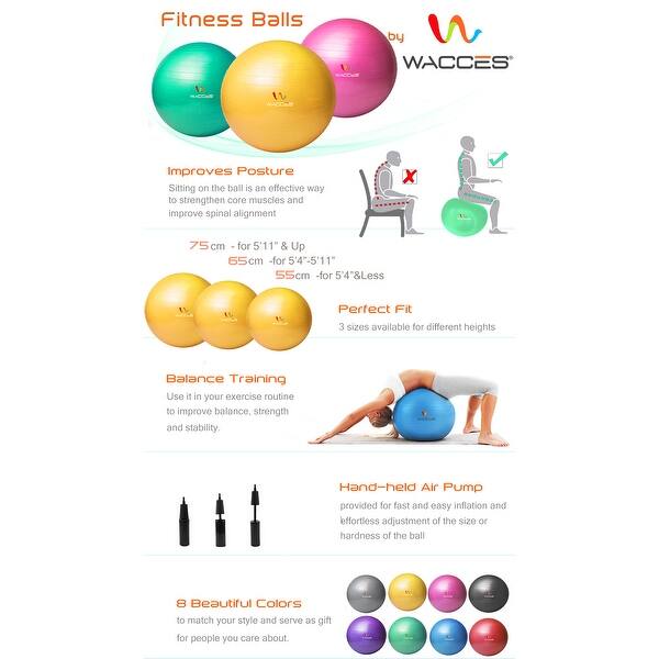 Shop Wacces Exercise Ball For Yoga Fitness Pilates With Dual Pump