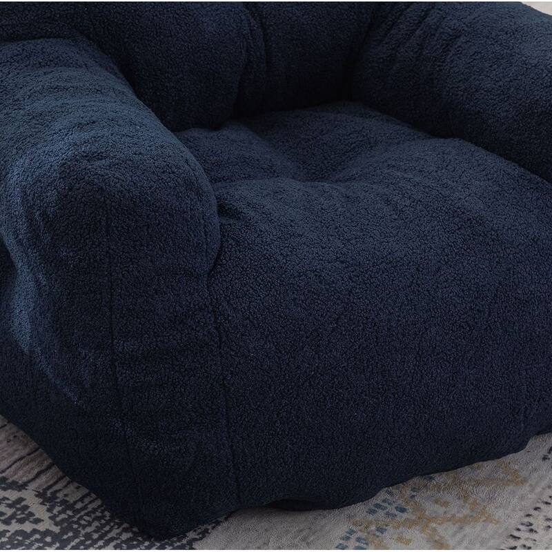 Soft Teddy Cloth Bean Bag Chair Tufted Foam Filling