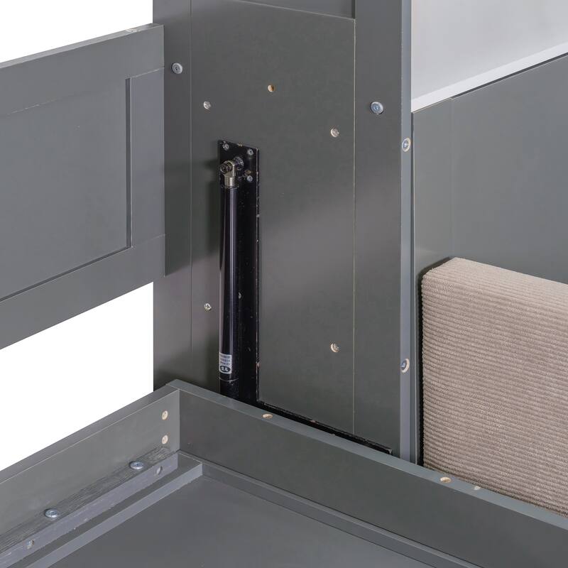 Queen Size Murphy Bed with Sofa, Space Saving Wall Bed with Desk Storage Shelves and Drawers for Home Office Pull Down Bed