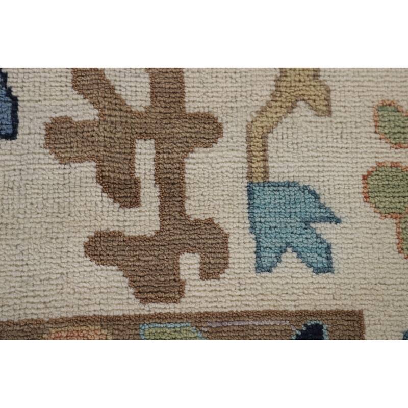 Floral Blue Oushak Oriental Area Rug Handmade Wool Carpet - 9'0"x 11'10"