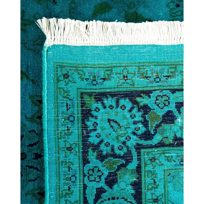Overton Hand Knotted Wool Vintage Inspired Modern Contemporary Overdyed Blue Area Rug - 4' 2" x 6' 4"