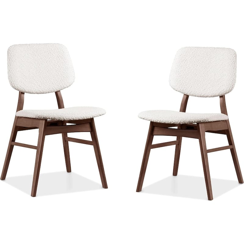 Modern Upholstered Walnut Finish Sleek Side Chairs
