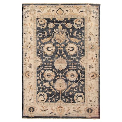 ECARPETGALLERY Hand-knotted Jules Serapi Dark Navy Wool Rug - 6'0 x 8'10