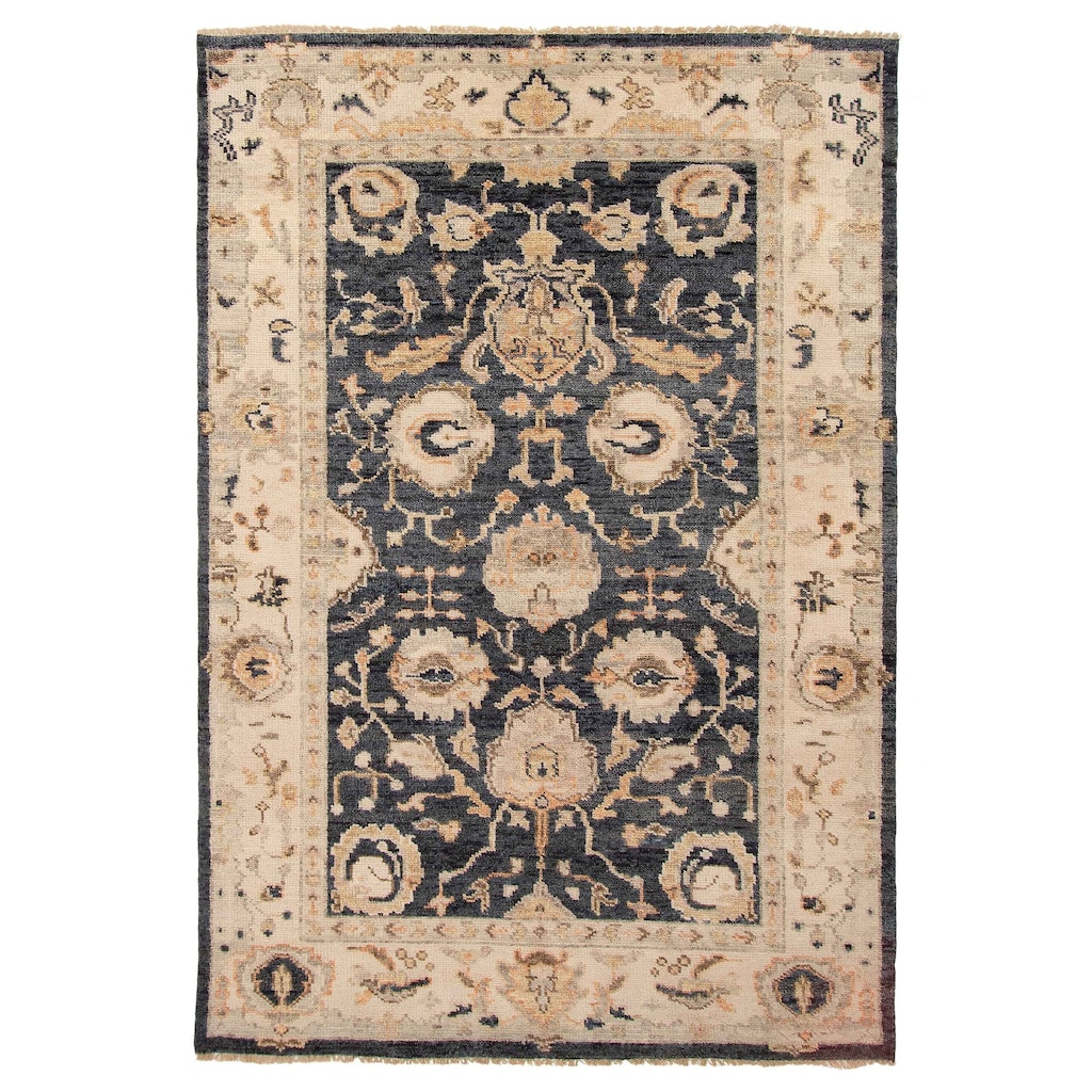 ECARPETGALLERY Hand-knotted Jules Serapi Dark Navy Wool Rug - 6'0 x 8'10