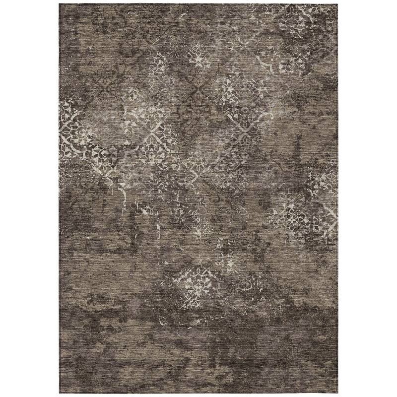 Machine Washable Indoor/ Outdoor Chantille Distressed Traditional Rug