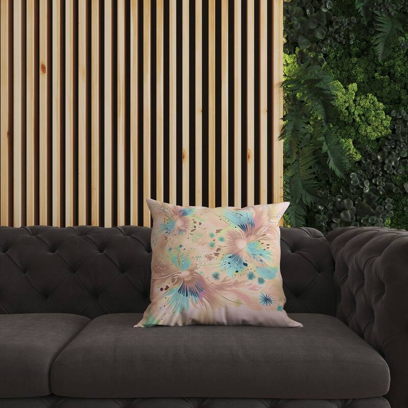 Pink And Blue Vibrant Brushstrokes Indoor/Outdoor Throw Pillow Zipper