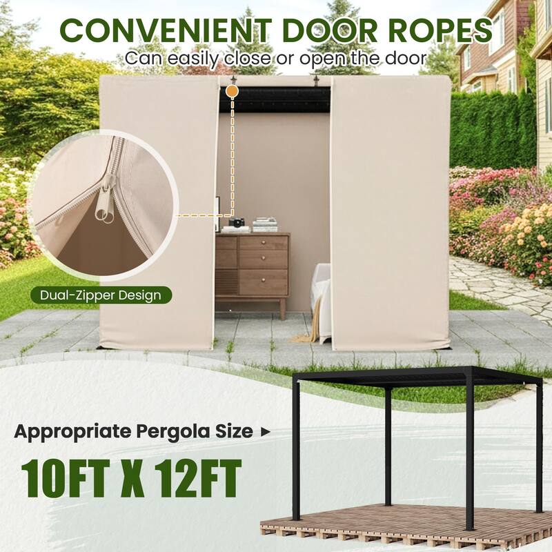 EROMMY Waterproof Pergola Winter Cover with Sidewalls, Mesh Windows and Roll-Up Door, All-Season Weather Enclosure