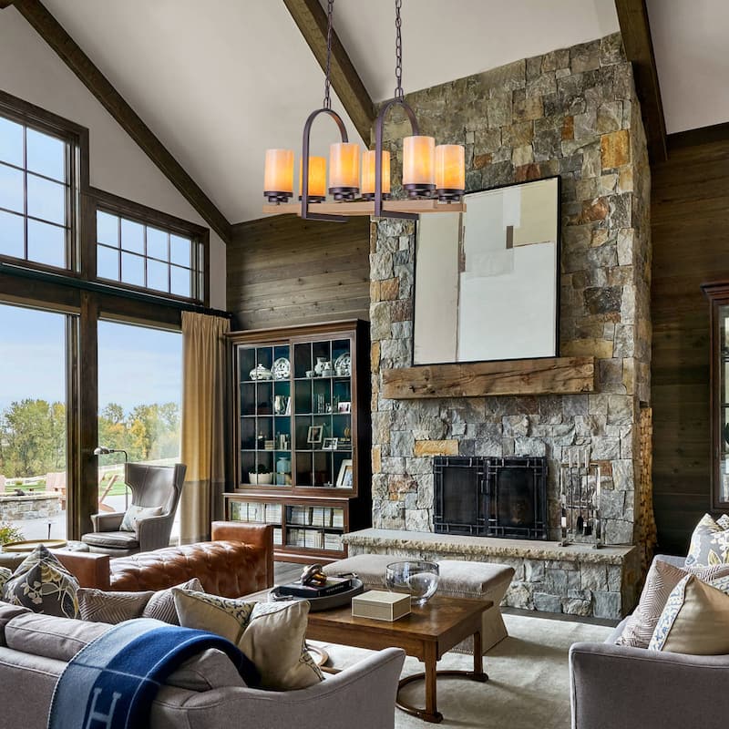 Retro Industrial Iron Pendant with Alabaster Candle Shade